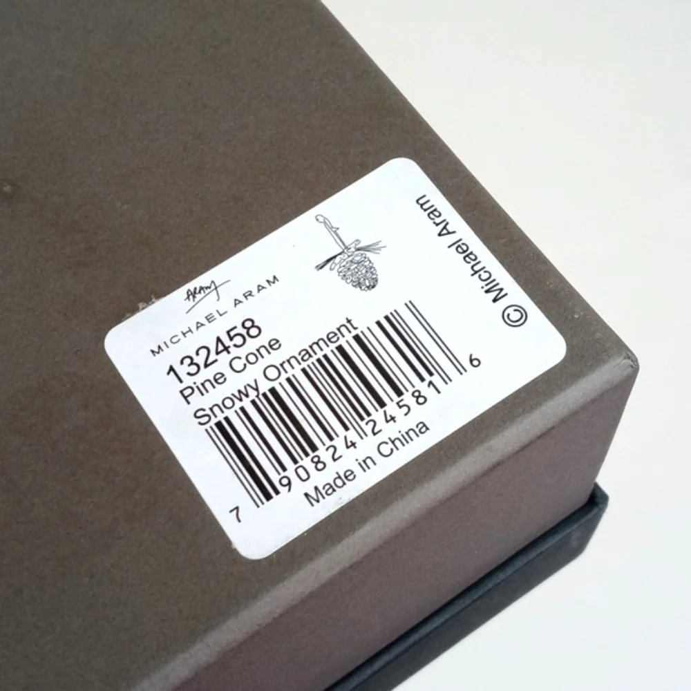 NIB Michael Aram Pine Cone Snowy Ornament With Green Velvet Ribbon - Picture 13 of 15